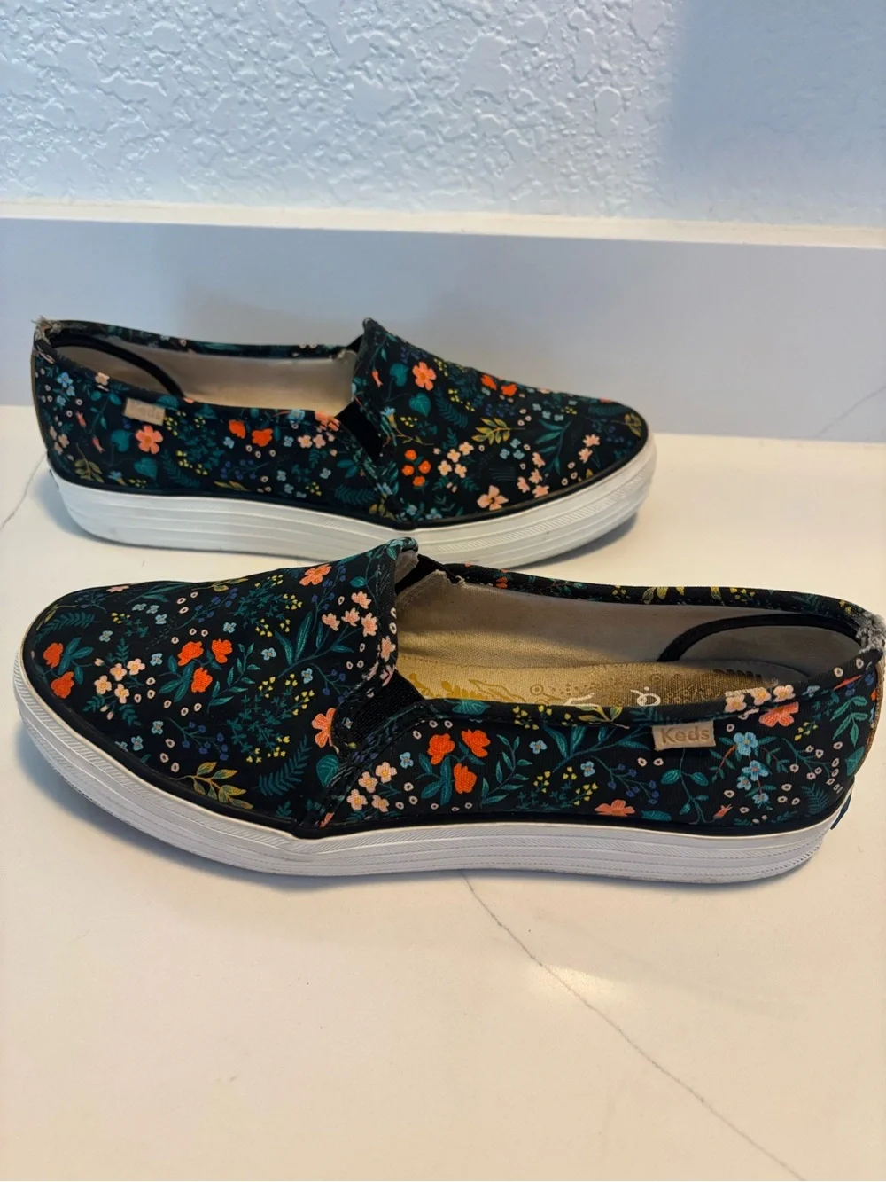 Keds X Rifle Paper Co Collab Womens Shoes Slip On Canvas Floral Casual Sz 9.5